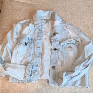 Crop Distressed Jean Jacket